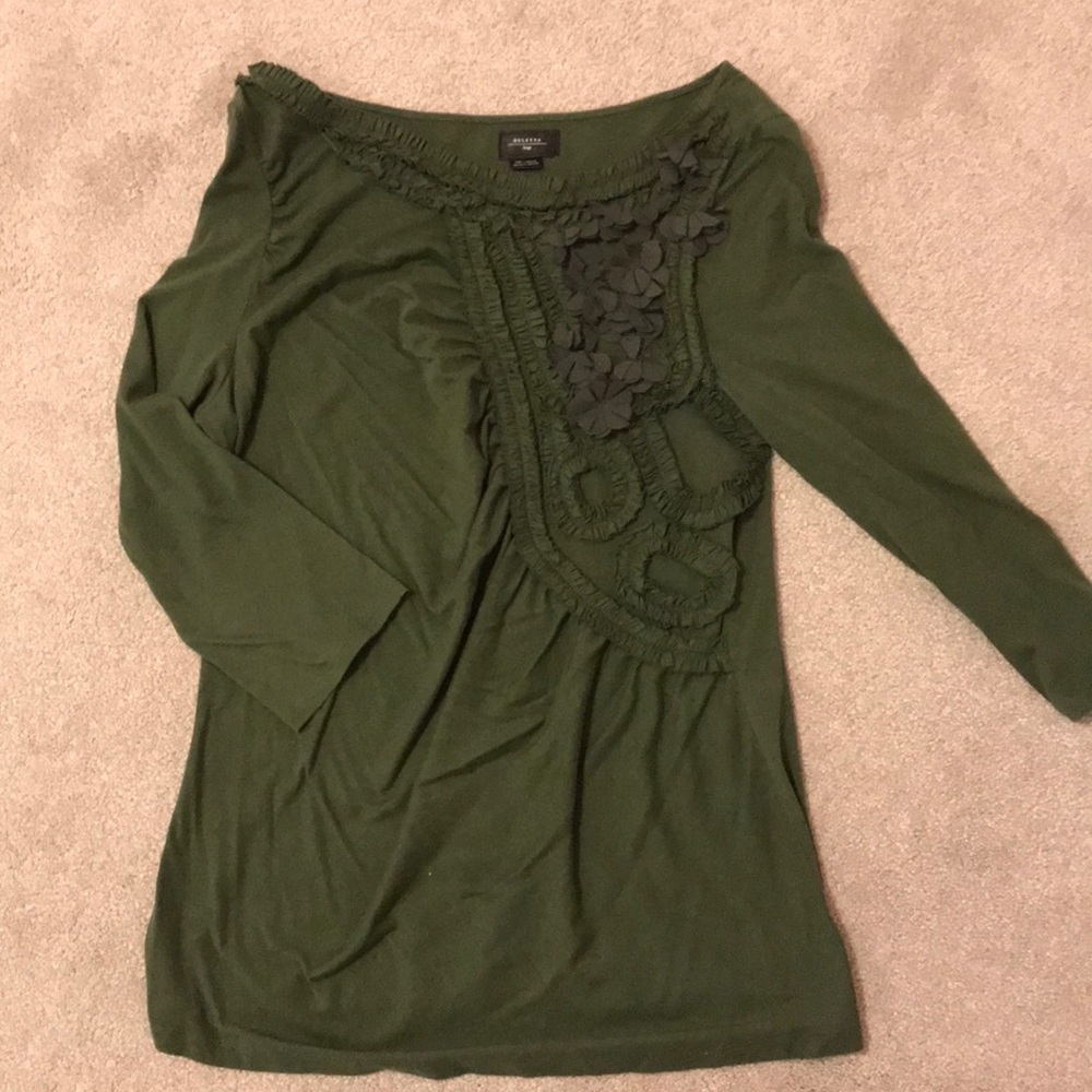 Anthropologie Deletta hunter green shirt